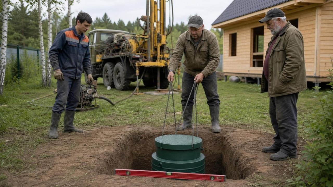 Установка кессона для скважины на воду — монтаж герметичного кессона в котлован на участке частного дома